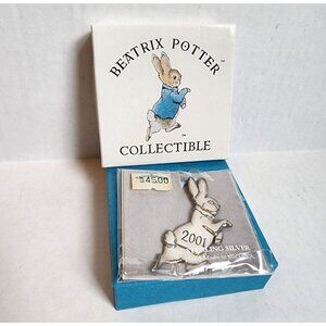 Vintage Peter Rabbit Pin Hand & Hammer Silversmiths 2001 Sterling Silver NIB